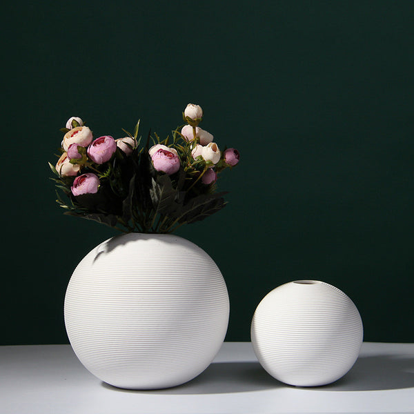 Nordic Modern Minimalist White Ceramic Vase Dried Flower Flower Arrangement, Home Living Room Soft Decoration Ornaments