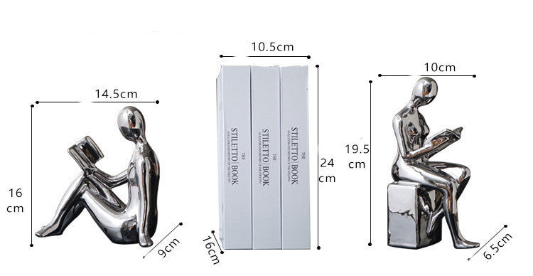 Modern Minimalist Silver Electroplated Character Abstract Bookend Artware Decorations Ornaments