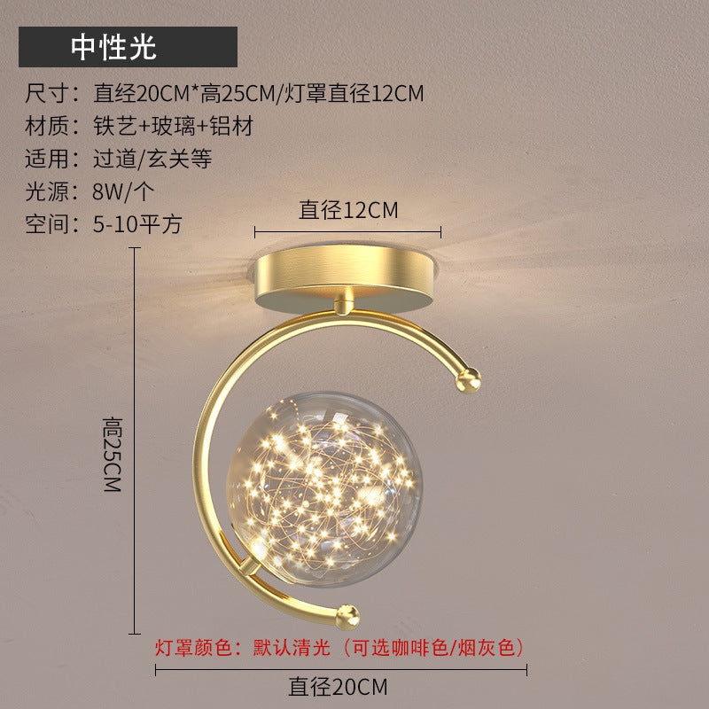 Modern Minimalist Aisle Creative Glass Hallway Light Starry Sky Living Room Ceiling Led Ceiling Light