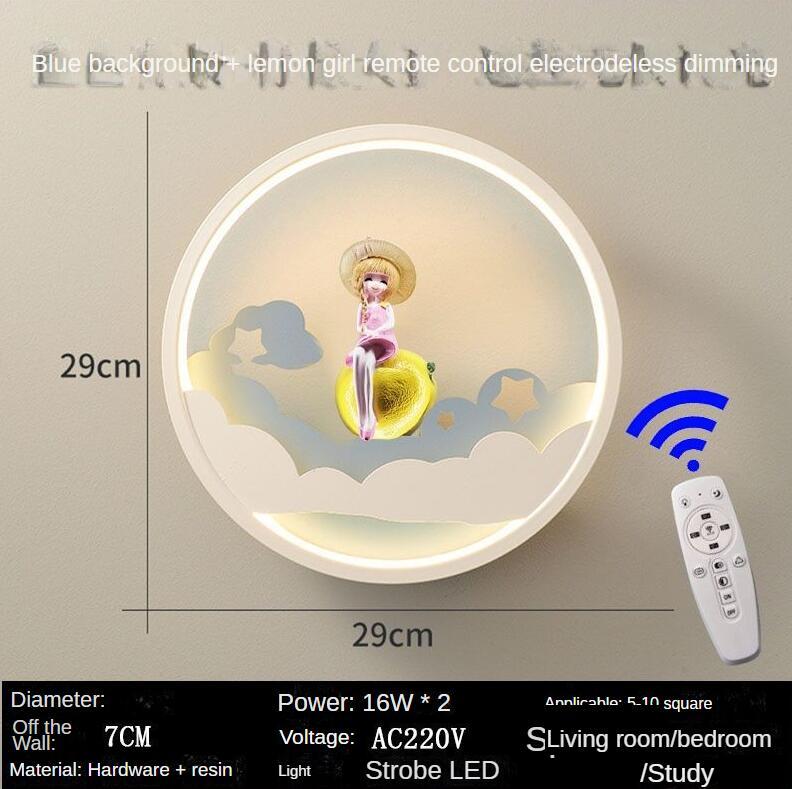 Modern Minimalist Cartoon Children's Room Wall Lamp Intelligent Dimming