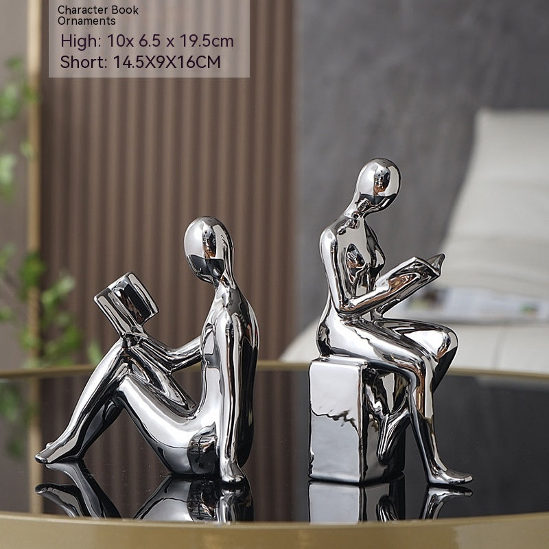 Modern Minimalist Silver Electroplated Character Abstract Bookend Artware Decorations Ornaments