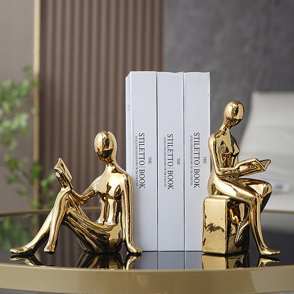 Modern Minimalist Silver Electroplated Character Abstract Bookend Artware Decorations Ornaments