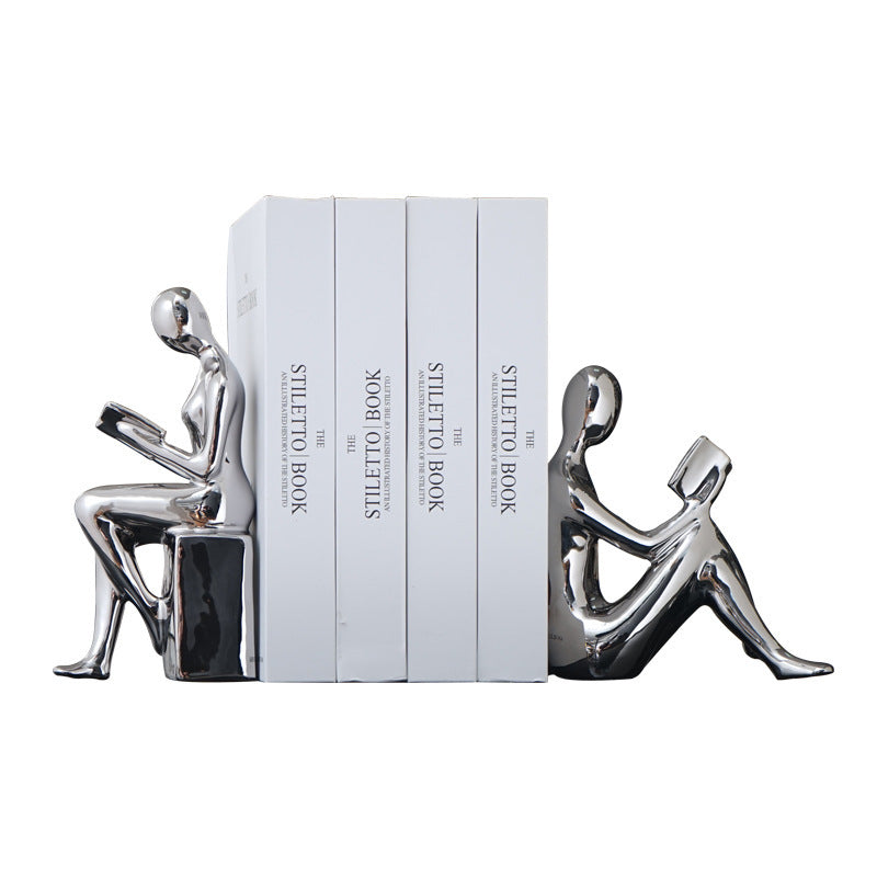 Modern Minimalist Silver Electroplated Character Abstract Bookend Artware Decorations Ornaments