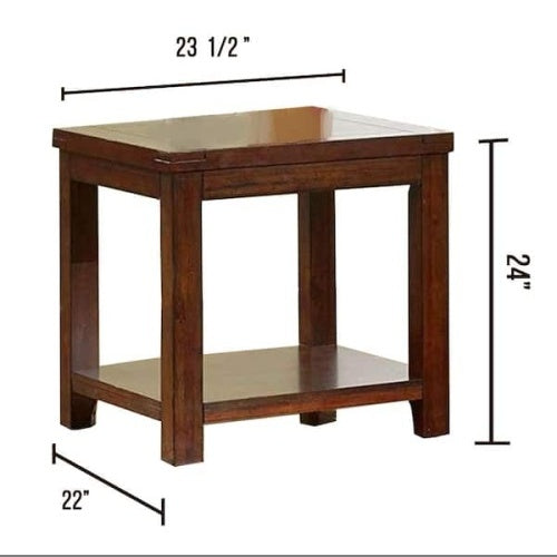 End Table Dark Cherry Open Shelf Natural Wood Grain Design 1pc Table Living Room Furniture