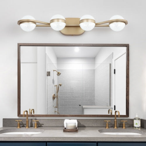 Modern Minimalist Gold Bathroom Vanity Light, 4 Bulb Acrylic Shade, Wall Mounted Decorative Lighting Fixtures For Bathroom Vanity Mirror Unavailable Platforms- Temu