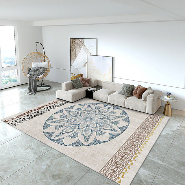 Modern Minimalist Crystal Velvet Printed Living Room Rug