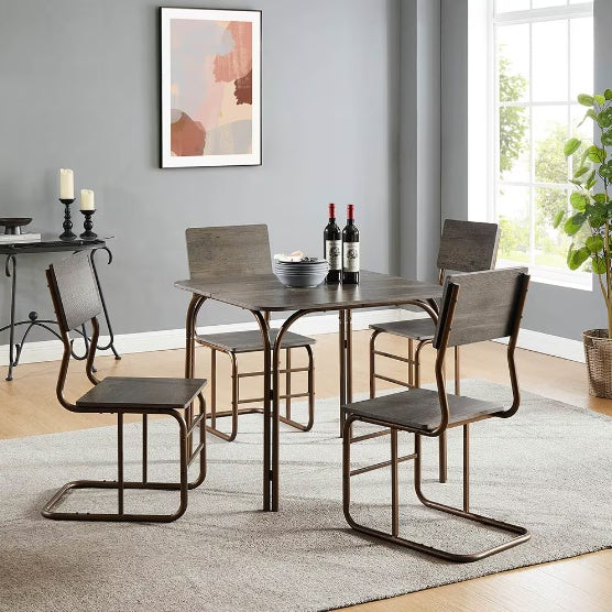 5-piece Wooden Table And 4 Chairs, Modern Dining Table Furniture Set